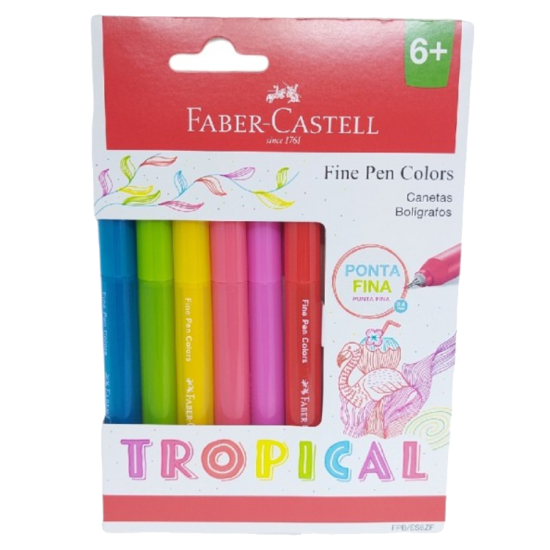 Caneta 0,4 Fine Pen Tropical c 6unidades - Faber-Castell 00