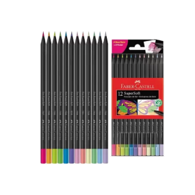 Lápis de Cor Faber-Castell Supersoft 12 cores (6 Neon + 6 Tom Pastel) 00