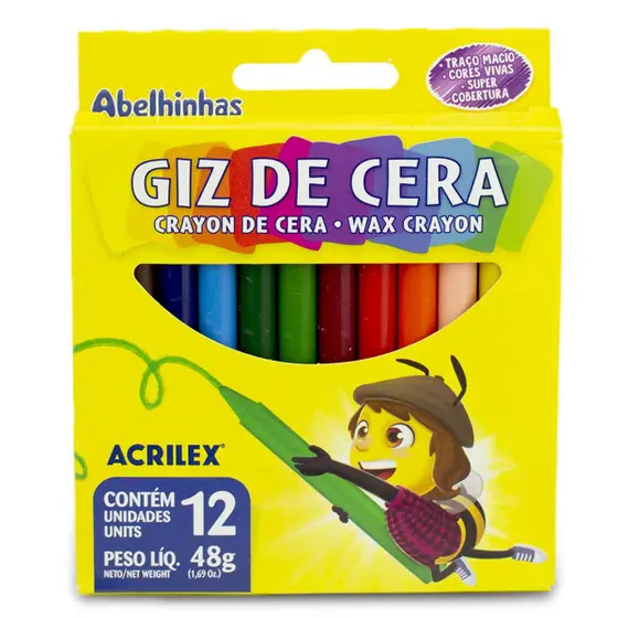 6d093fbff274da7bf3fe8646917e0106 GIZ DE CERA 12 CORES PEQUENO ACRILEX - Imagem 1
