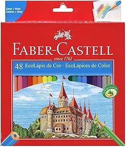 71aoRBWYzRL.__AC_SX300_SY300_QL70_ML2_ LAPIS DE COR 48 CORES ECOLAPIS SEXTAVADO FABER CASTELL - Imagem 1