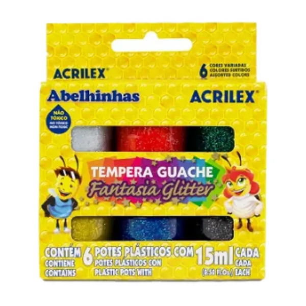 tinta_guache_fantasia_glitter_15ml_c_6un_acrilex_31825_1_86d9fc9d00e03069159ec01b6675957b TINTA GUACHE 6 CORES FANTASIA GLITTER 15ML ACRILEX - Imagem 1