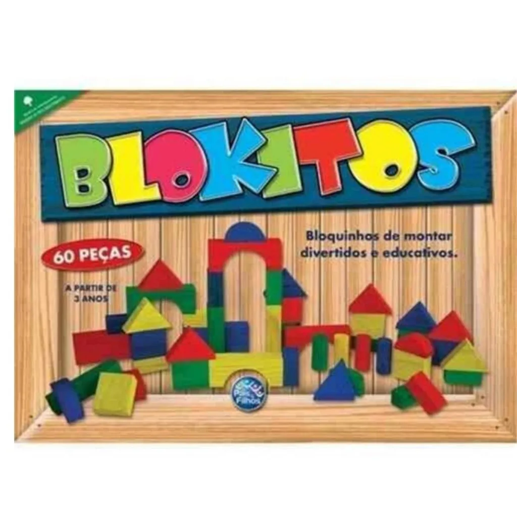 JOGO BLOKITOS 60 PÇS MADEIRA PAIS&FILHOS - Imagem 1