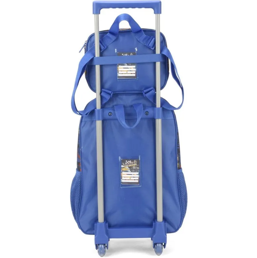 MOCHILA C/ RODINHA + LANCHEIRA RACING AZUL MAXLOG - Imagem 2