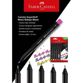 CANETA ESF 1.0 SUPERSOFT NEON C/ 5UND - FABER CASTELL - Imagem 3