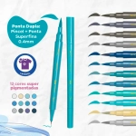 CANETA HIDROCOR 12 CORES OCEANO BRUSH DUO TRIS - Imagem 2