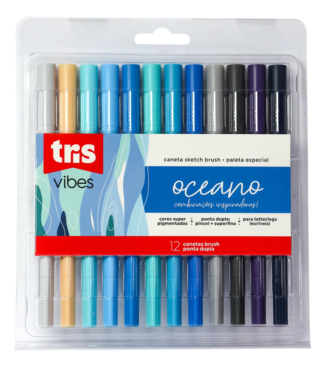 tris oceano CANETA HIDROCOR 12 CORES OCEANO BRUSH DUO TRIS - Imagem 1