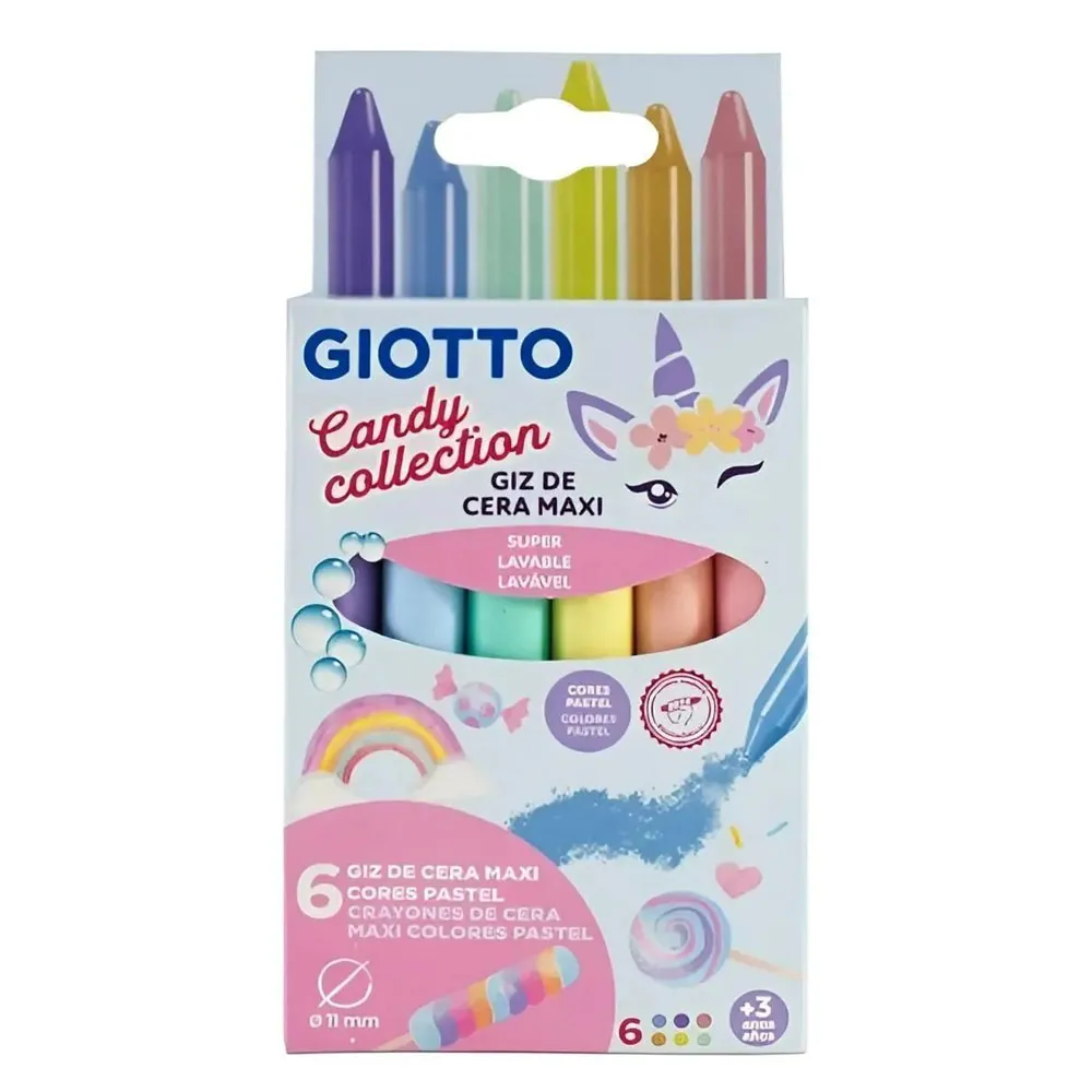 GIZ DE CERA 6 CORES CORES PASTEL GIOTTO - Imagem 1