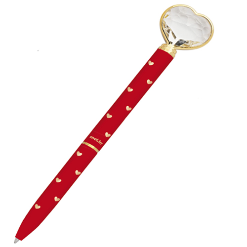 1339b CANETA ESF 1.0 CORAÇAO DIAMANTE RED MOLIN - Imagem 1
