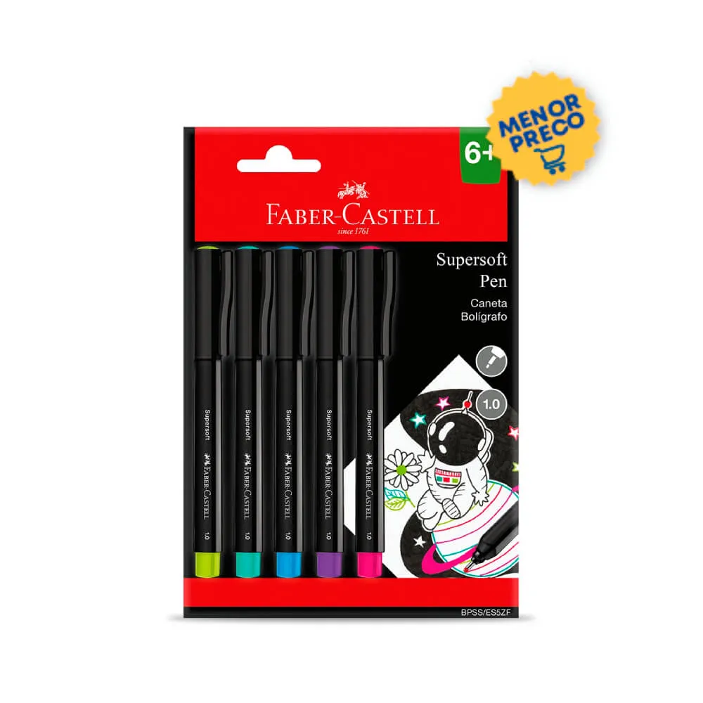 252614-1600-auto CANETA ESF 1.0 SUPER SOFT C/ 5 UND FABER CASTELL - Imagem 1