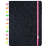CADERNO INTELIGENTE GLITTER NEON BLACK GRANDE CLAPPER