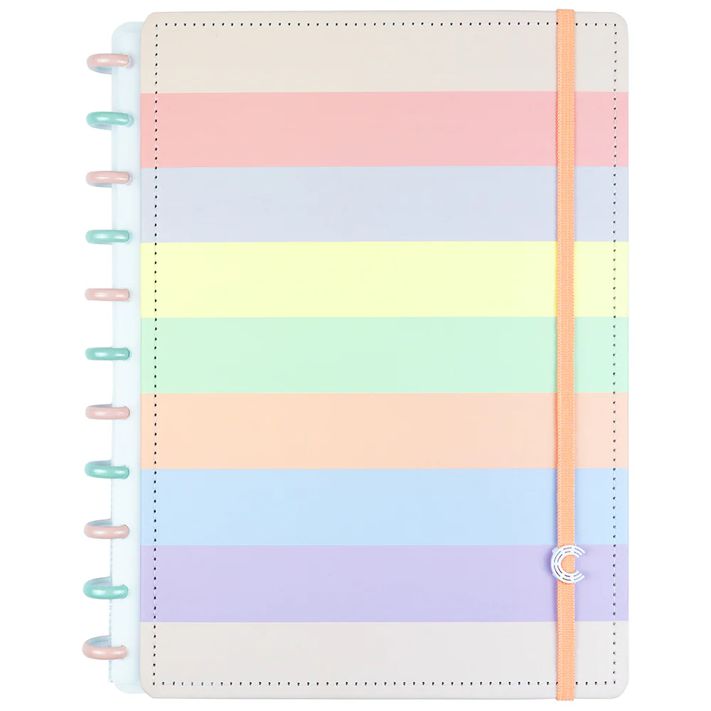 CADERNO_PASTEL_ARCO_IRIS_GRANDE_01 (1) CADERNO INTELIGENTE ARCO IRIS PASTEL MEDIO CLAPPER - Imagem 1