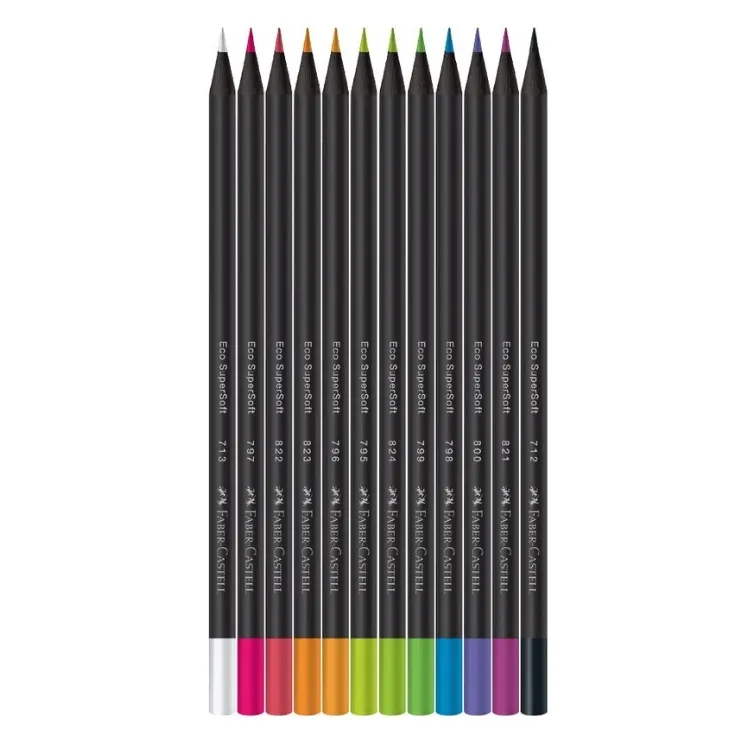 LAPIS DE COR 12 CORES NEON SUPER SOFT FABER CASTELL - Imagem 1