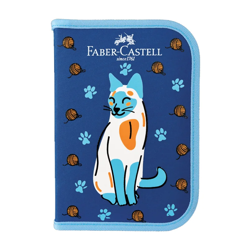 estojo-gatinho-azul-2a0ptzan62 ESTOJO ESCOLAR NYLON GATO FABER CASTELL - Imagem 1
