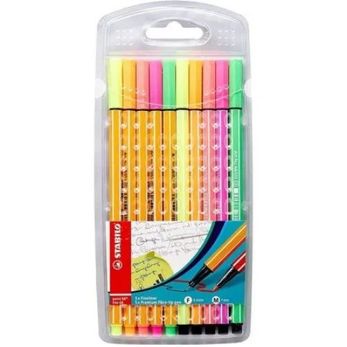 ESTOJO CANETA ESF 0.4 POINT 88 NEON C/10+ANOTAÇOES STABILO - Imagem 1