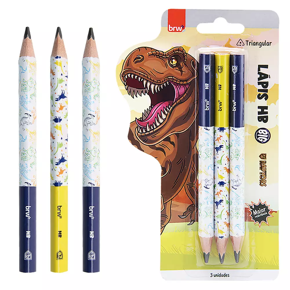 lapis-hb-big-brw-triangular-lp7251-raptors LAPIS PRETO HB BIG ESTAMPADO C/3 UND FUTURO - Imagem 1