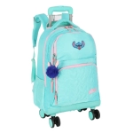 MOCHILA C/ RODINHA M 4 RODAS STITCH TURQUEZA MAXLOG