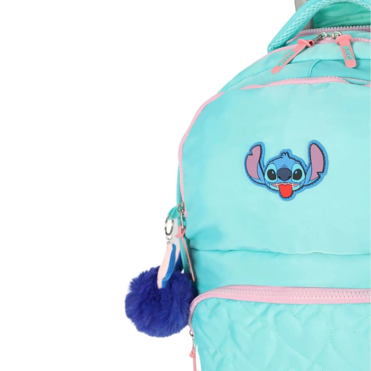 MOCHILA C/ RODINHA M 4 RODAS STITCH TURQUEZA MAXLOG - Imagem 3