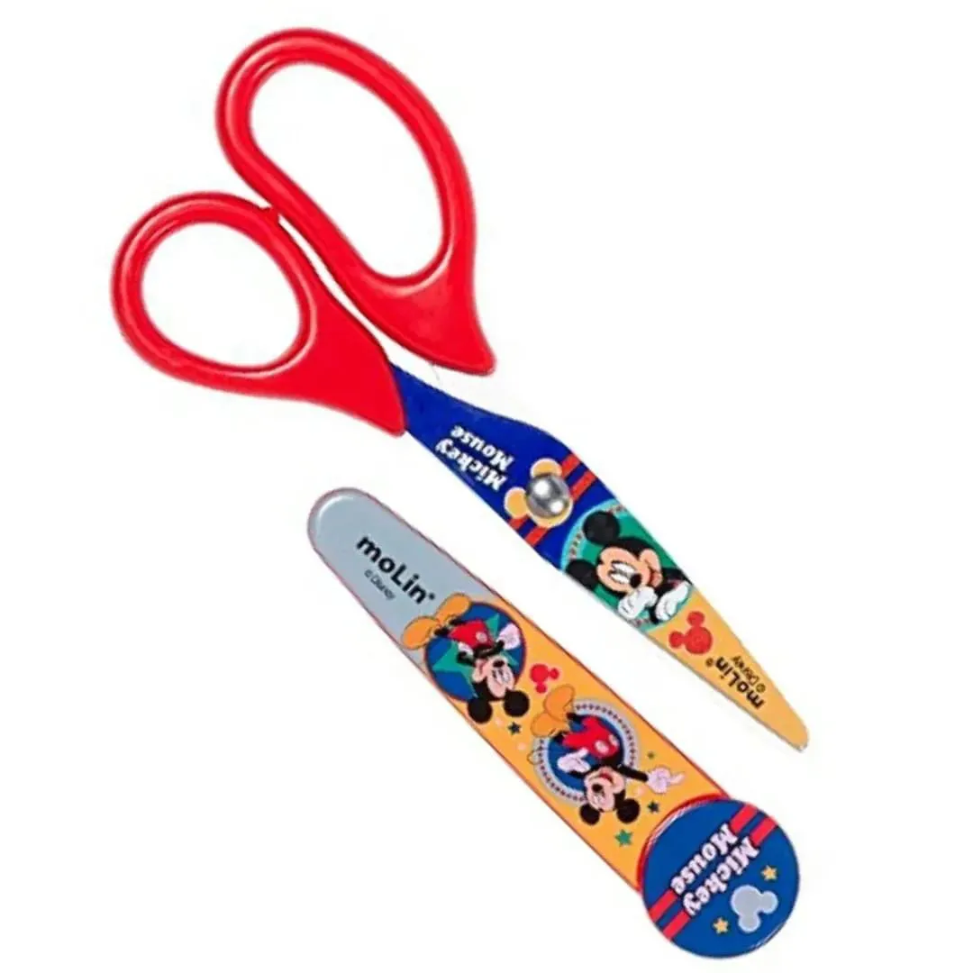 TESOURA ESCOLAR MICKEY C/ PROTETOR MOLIN - Imagem 1